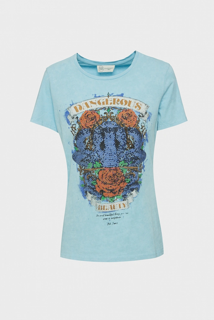 t-shirt βαμβακερό με στρας