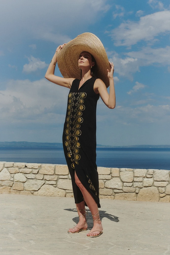 φόρεμα καφτάνι με τύπωμα
