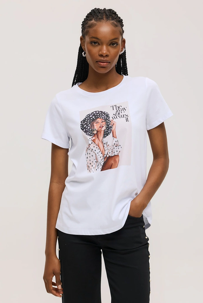 t-shirt λευκό με τύπωμα