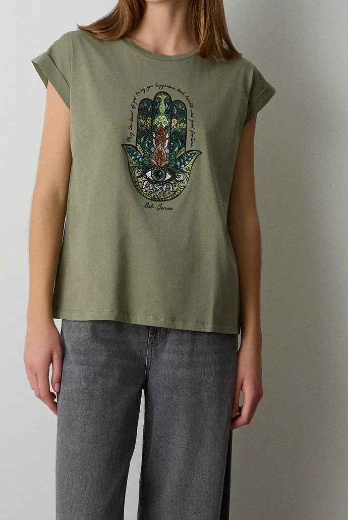 t-shirt χακί γυναικείο