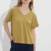 μονόχρωμη μπλούζα basic με κοντό μανίκι